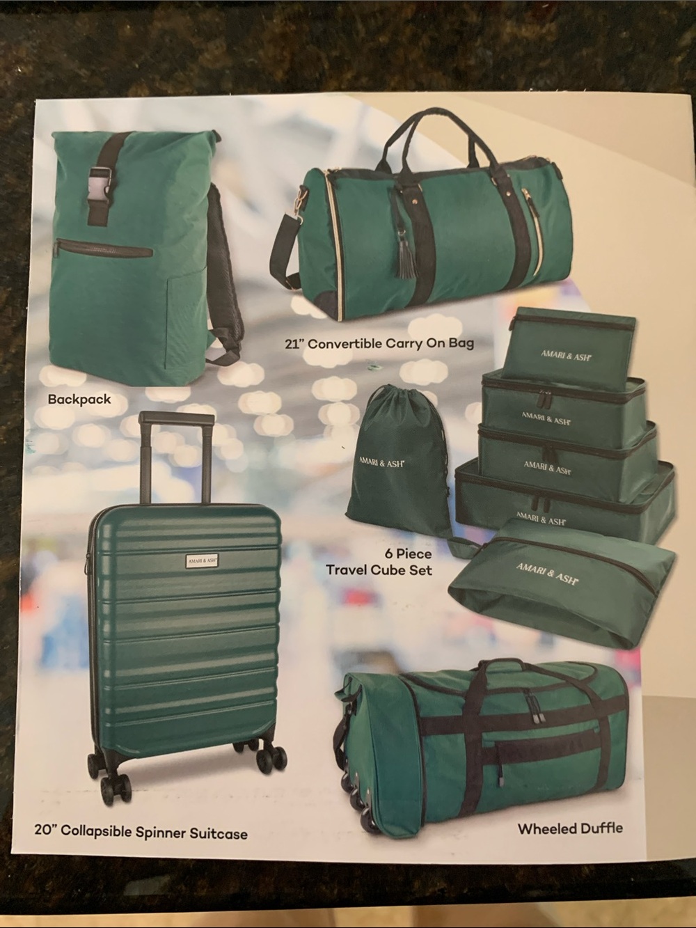 Green 6-Piece Travel Set - Duffel, Backpack, Spinner & Cubes